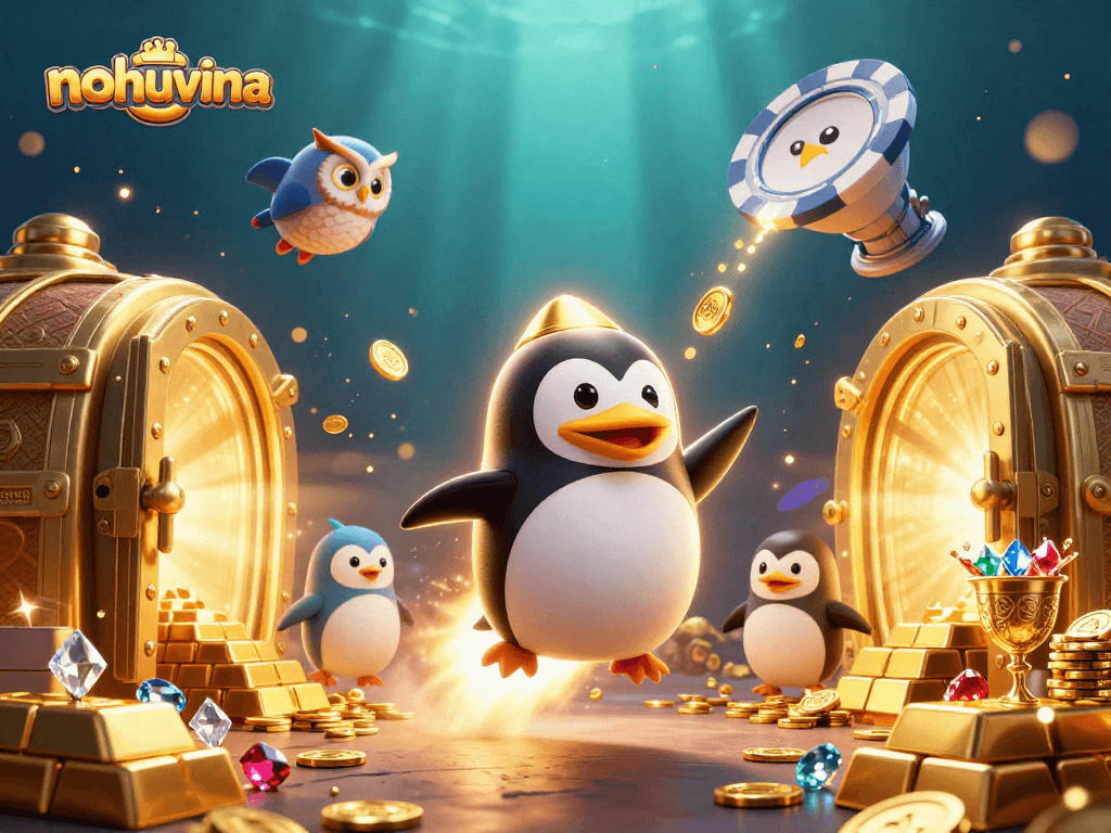 Engage with nohuvina casino action featuring a golden penguin and sparkling treasures.