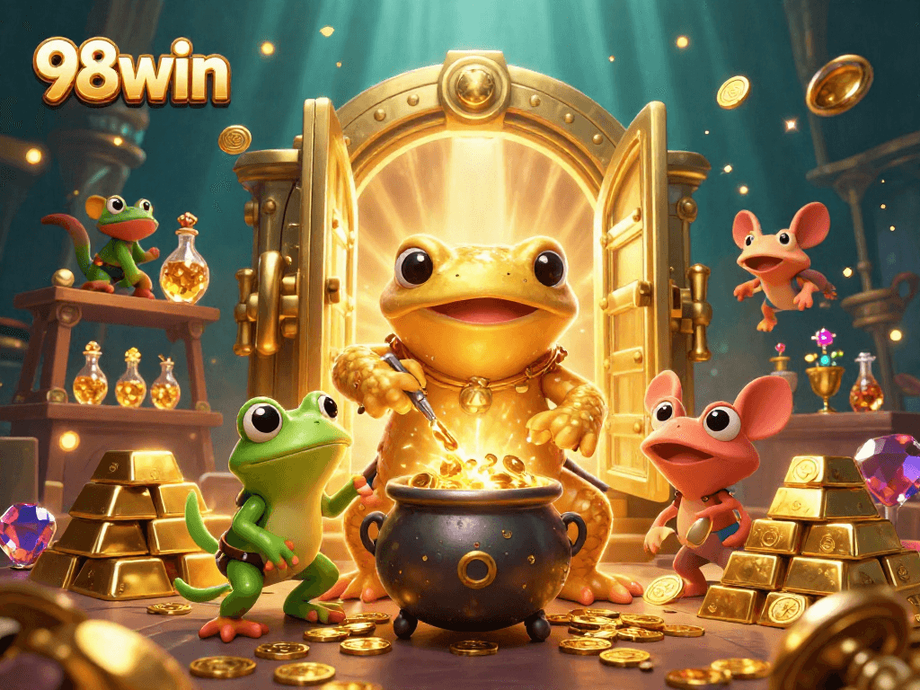 Witness the magic of 98win as the golden salamander alchemist transforms base metals into treasure!