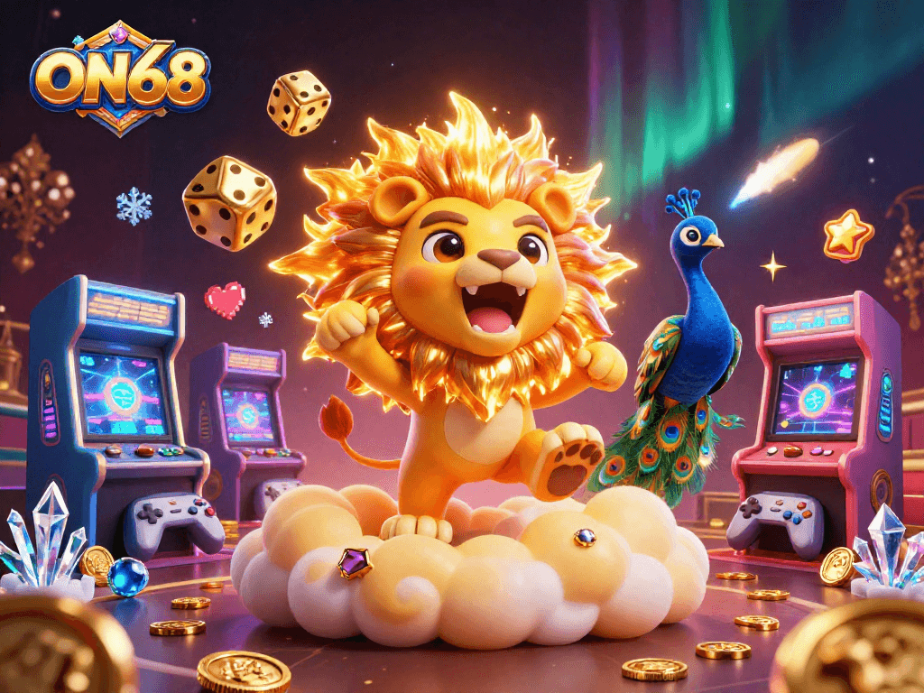 Experience thrilling games at ON68 with vibrant casino elements and dynamic characters.