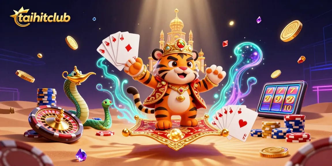 Unlock thrilling adventures with taihitclub's vibrant casino illustration featuring a majestic sultan and animated casino elements.