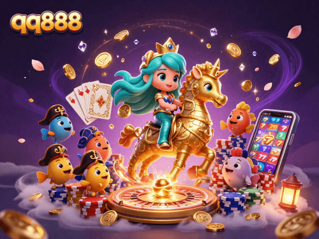 Engage in exciting gameplay action with qq888 at an immersive online casino alongside a mermaid princess.