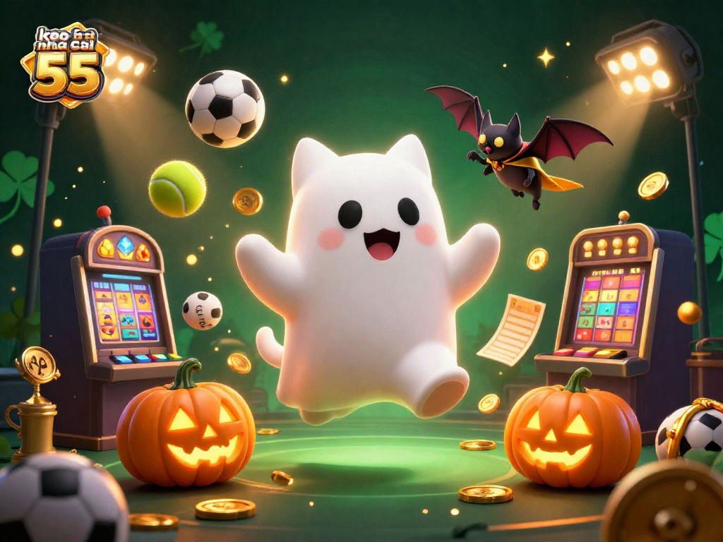 Bet on keo nha cai 55 in this vibrant haunted casino adventure featuring playful spirits.