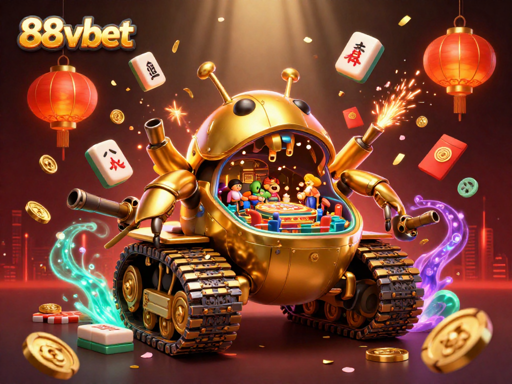 Experience thrilling gameplay at 88vbet inside a vibrant casino tank with confetti cannons.