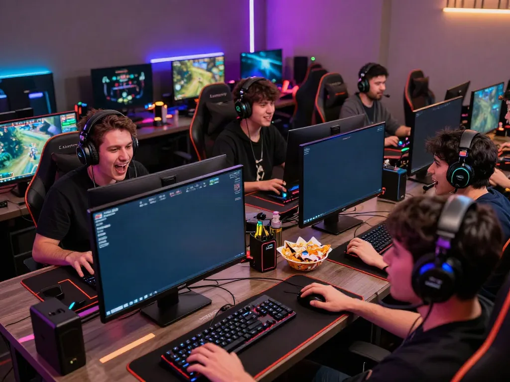 Competitive gaming at luxury111 with players immersed in action.