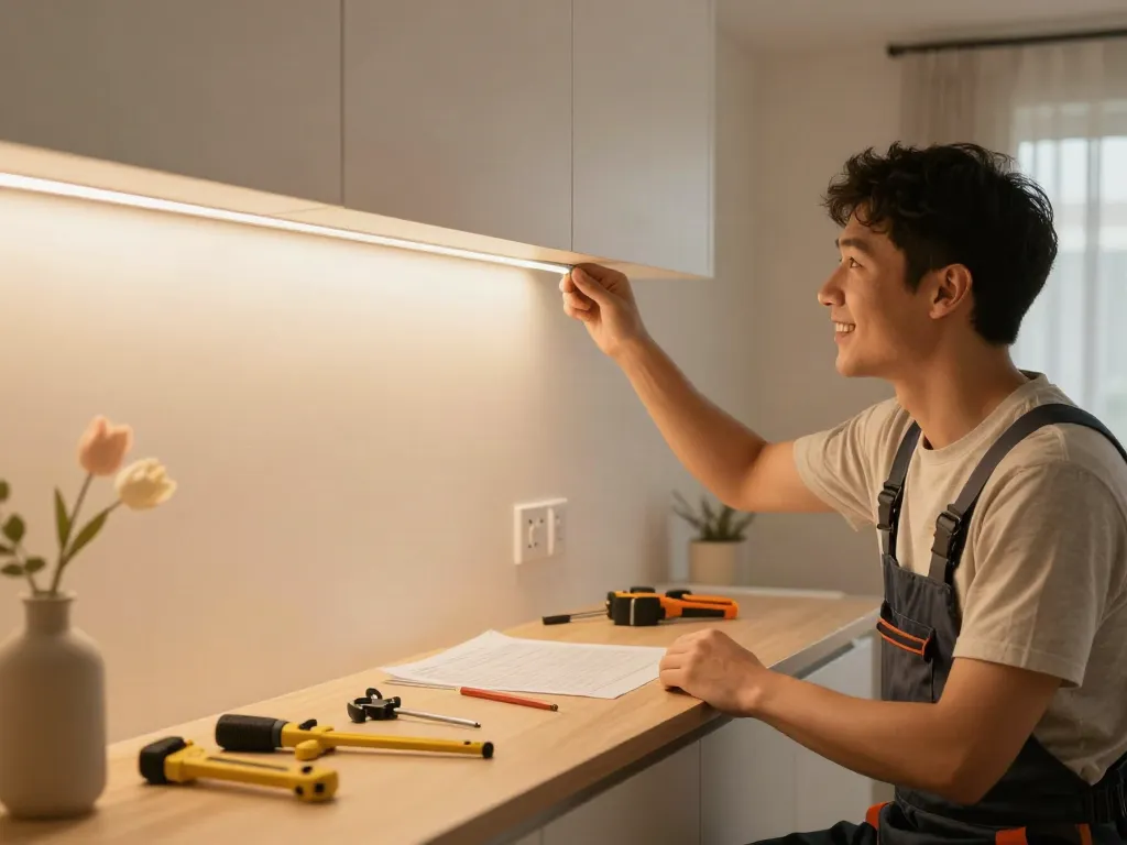 Instalare profesională a benzilor LED de către un furnizor de servicii de iluminat de încredere.