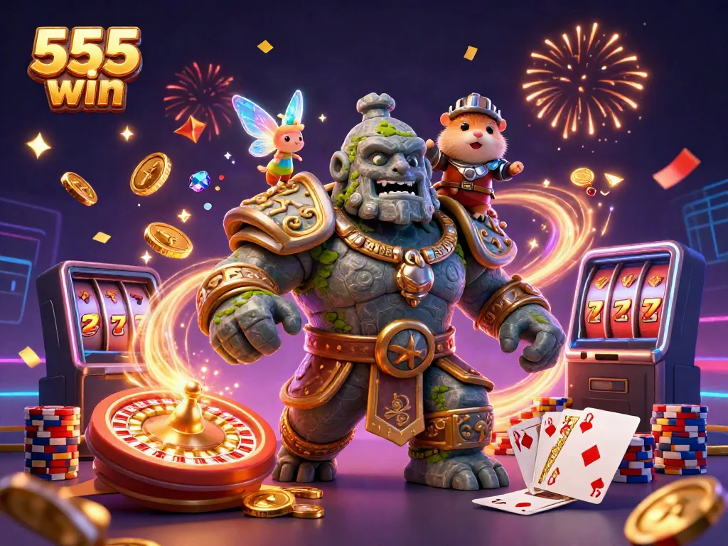 Experience the thrilling excitement of 555 win with spinning roulette and magical elements.