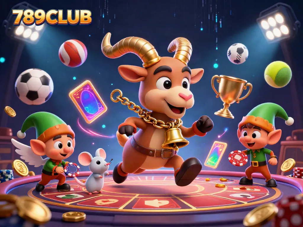 Engage with thrilling casino action at 789CLUB featuring cartoon characters amid a vibrant gaming scene.