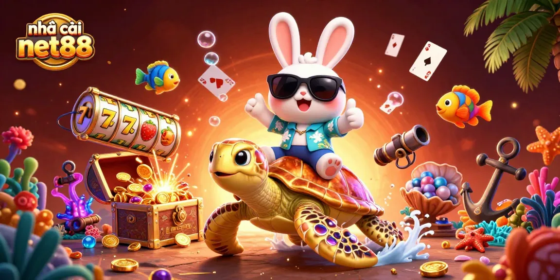 Engage with nhà cái net88 in a vibrant 3D casino underwater adventure full of gems and playful characters.