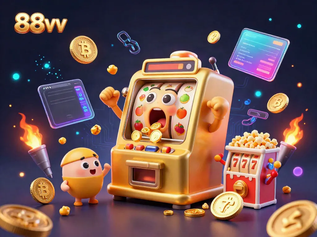 Experience the thrill of winning with the 88vv jackpot slot machine, coins cascading in celebration.