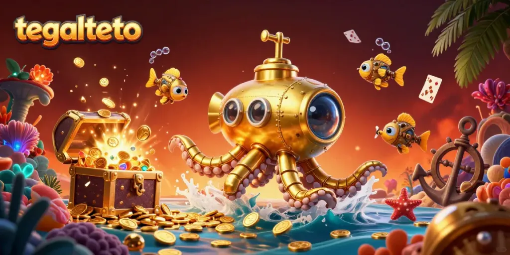 Experience slot machine excitement with tegaltoto amidst underwater treasures and vibrant casino elements.