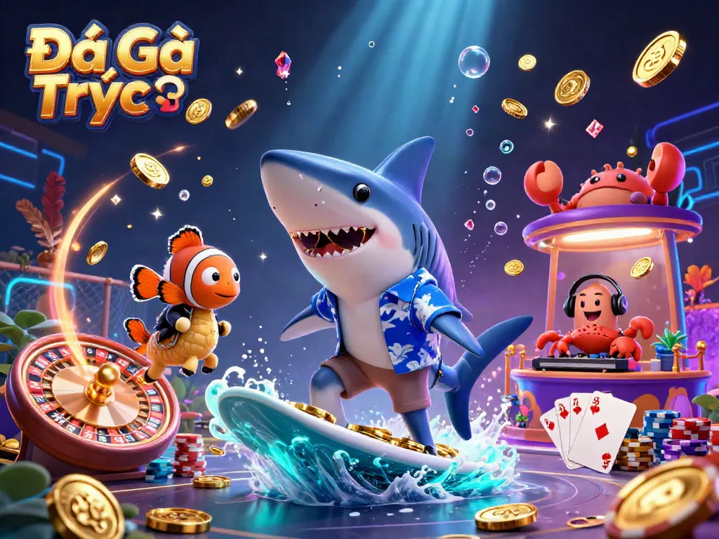 Experience thrilling Đá Gà Trực Tiếp action with vibrant 3D gambling characters and dynamic elements.
