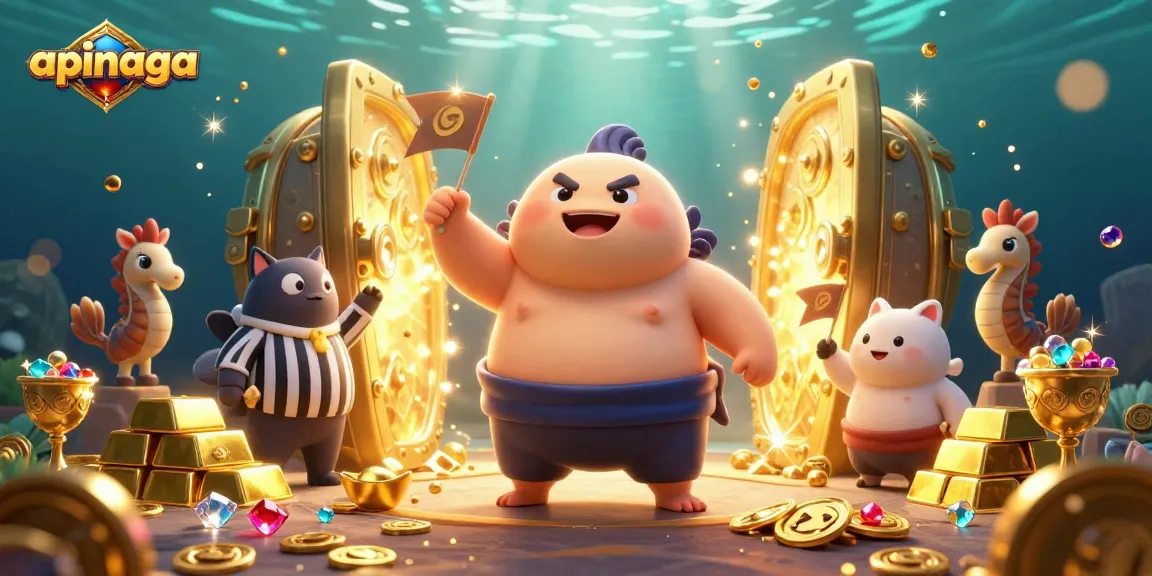 Experience thrilling gaming action at apinaga with a vibrant underwater casino scene illustration.