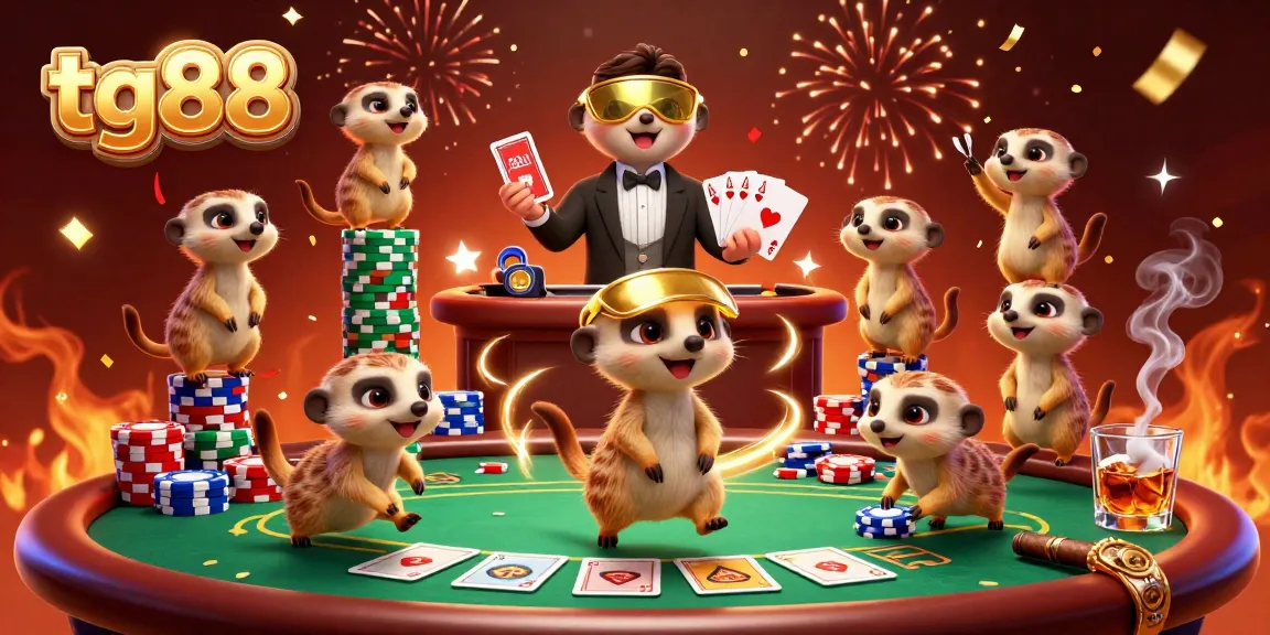 Enjoy thrilling gaming moments at tg88's immersive casino featuring meerkats in a lively setting.