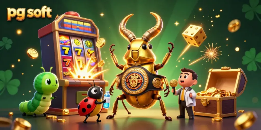 Experience the thrilling excitement of pg soft with a dynamic, colorful casino scene featuring characters and game elements.