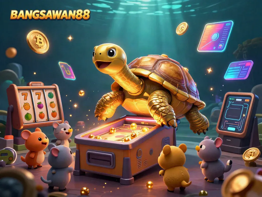 BANGSAWAN88 invites players to celebrate slots with an exciting tortoise pinball theme and vibrant crypto visuals.