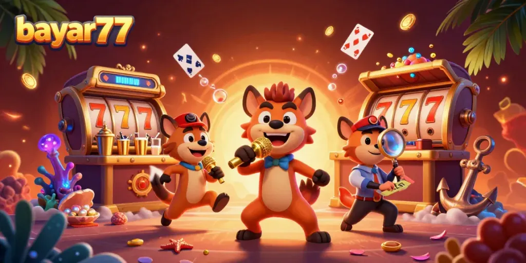 Engage with immersive gaming experiences at bayar77 with vibrant casino visuals and dynamic characters.