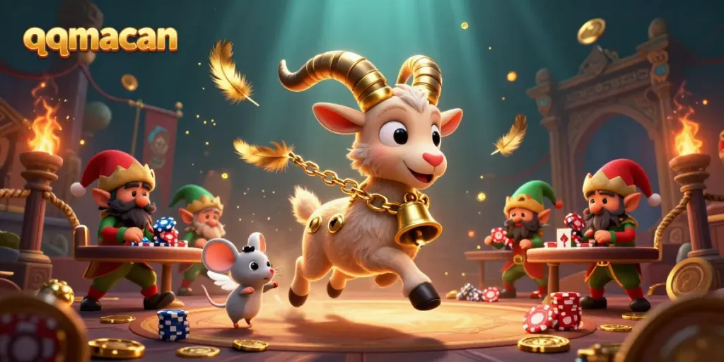 Experience thrilling gameplay with qqmacan in a vibrant casino scene featuring unique characters.