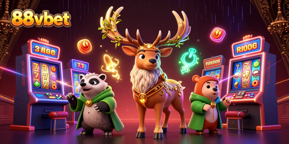 Engage with 88vbet's vibrant 3D casino world featuring colorful slot machines and enchanting characters.