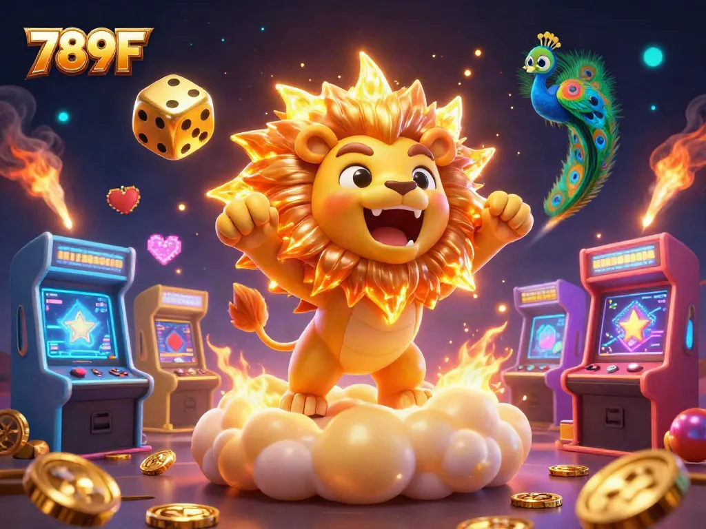 Experience thrilling gameplay at 789F with colorful 3D gaming elements and vibrant casino visuals.