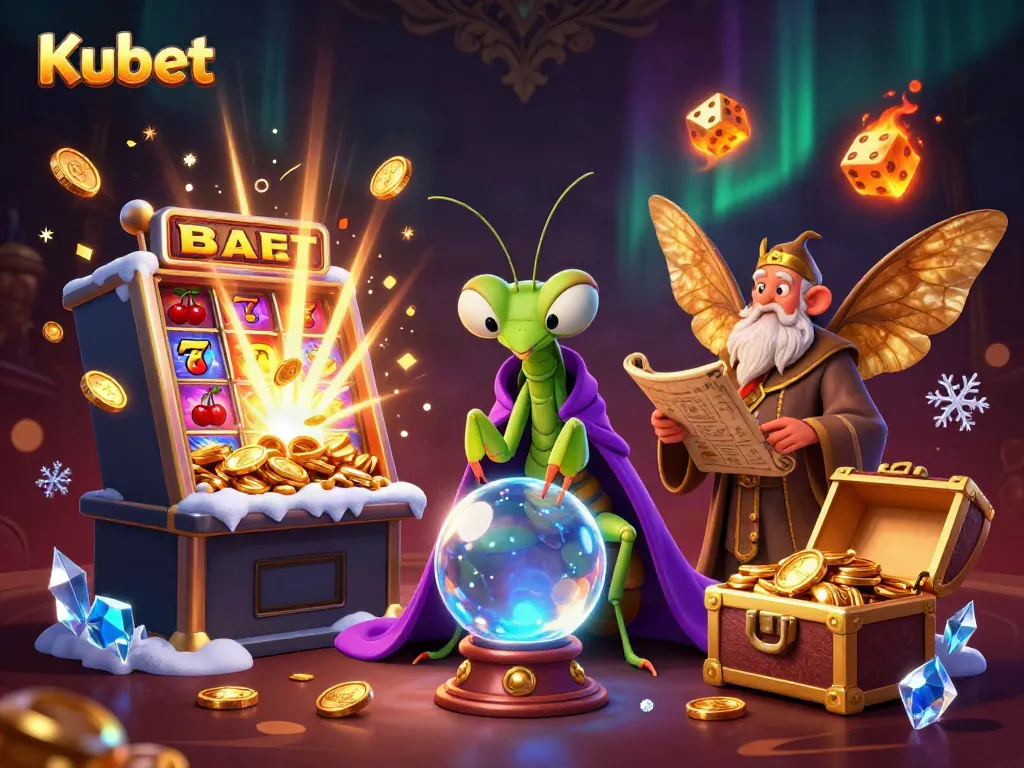 Kubet's vibrant casino scene showcases fortune tellers and slot machine excitement.
