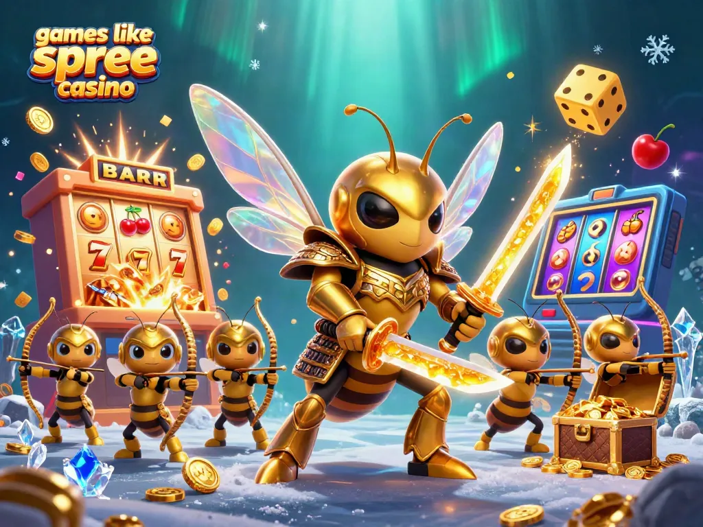 Play exciting games like Spree Casino in a vibrant, dynamic 3D illustration.