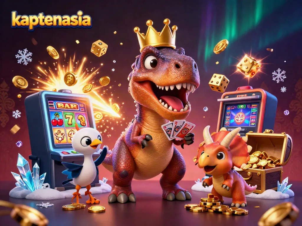 Putar permainan seru dengan kaptenasia, bersama karakter dinosaurus yang bersenang-senang di kasino online.