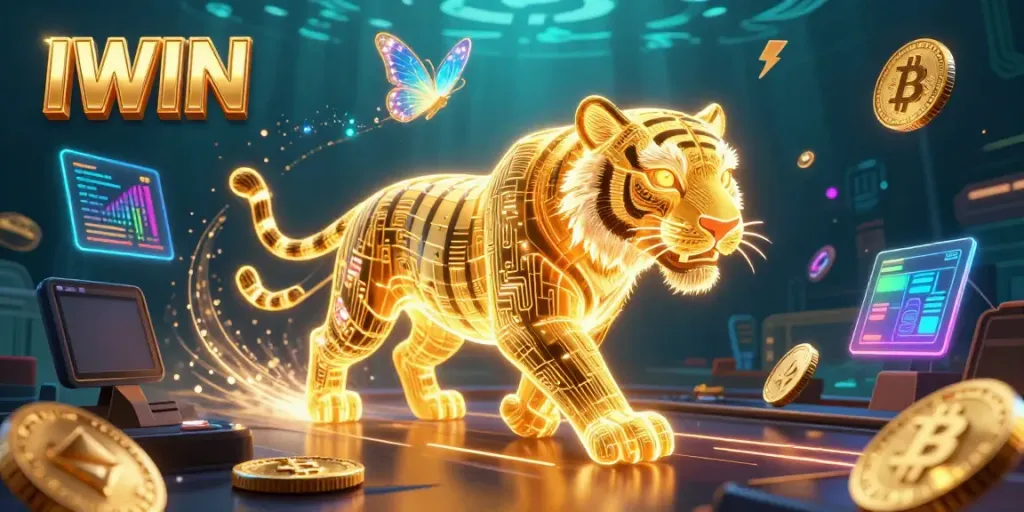 IWIN illuminates new gaming adventures with the golden tiger in a vibrant digital casino.