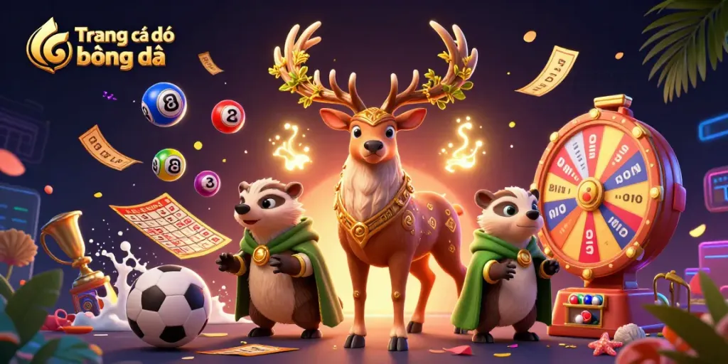 Engage in Trang cá độ bóng đá with a captivating illustration showcasing sports betting excitement around a 3D Celtic druid stag.