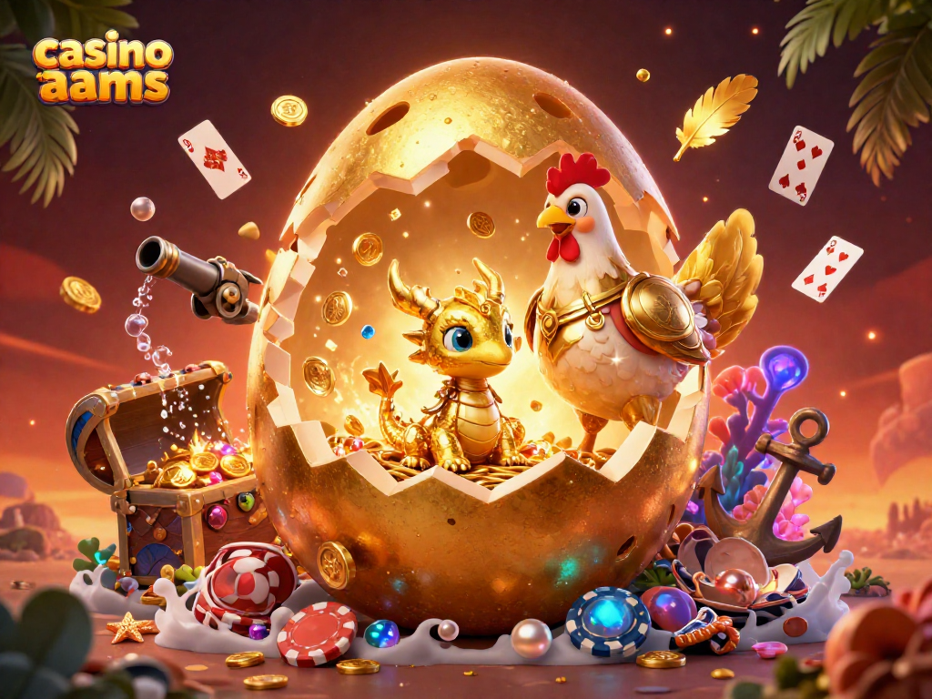 Gioca nel casino non aams con un drago d'oro tra fiches e tesori sottomarini.