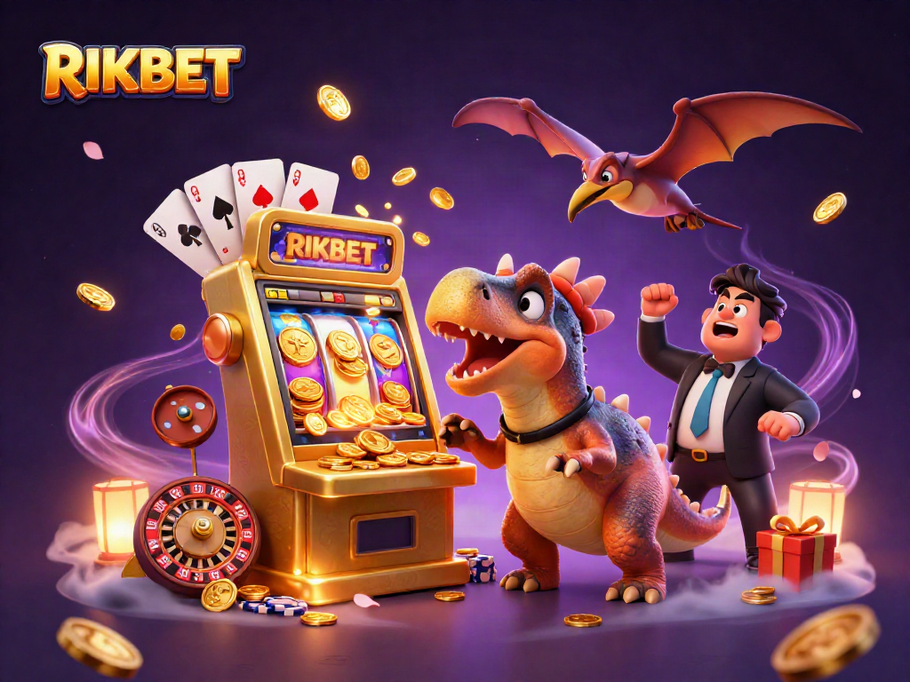 Join the excitement with RIKBET as a pachycephalosaurus headbutts a slot machine for a jackpot!