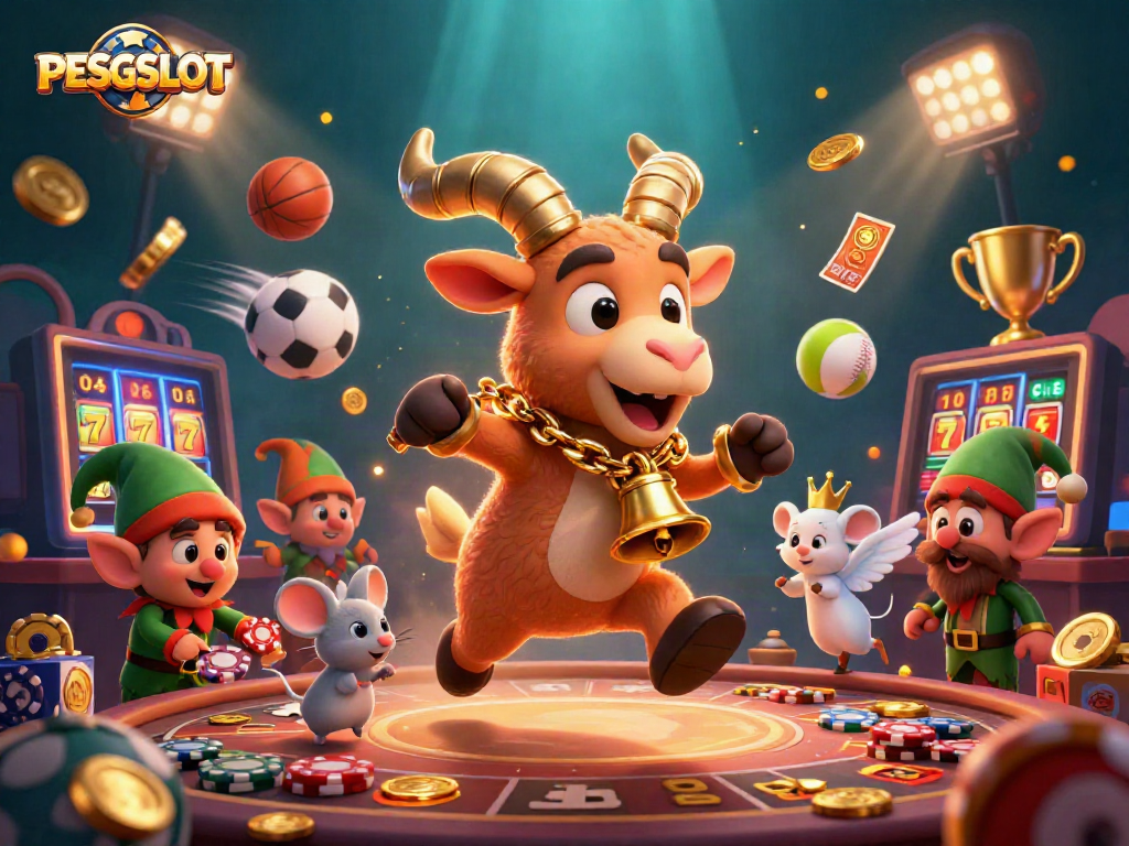 PESGSLOT illustration of a spooky holiday casino scene with dynamic playfulness from characters and game elements