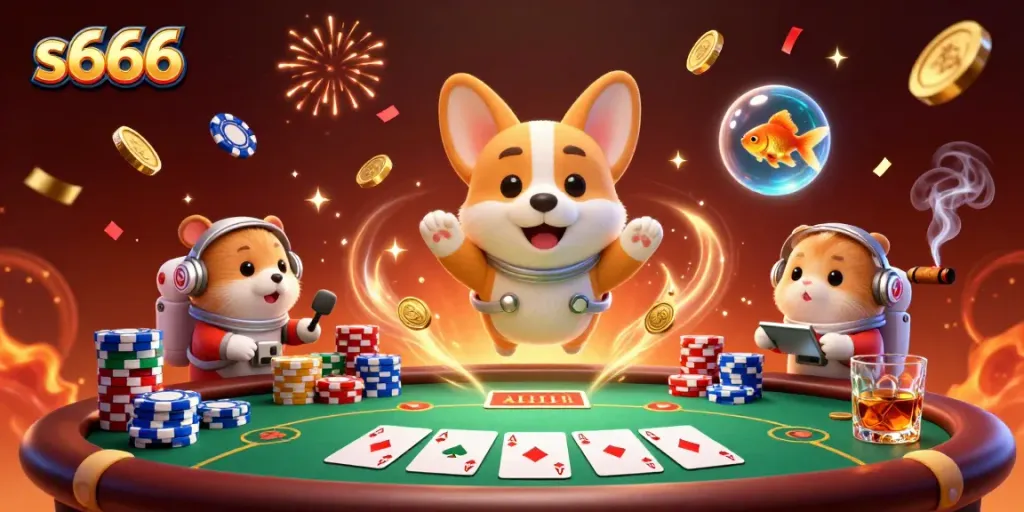 Watch the 3D astronaut corgi embark on a thrilling s666 casino adventure in zero gravity.