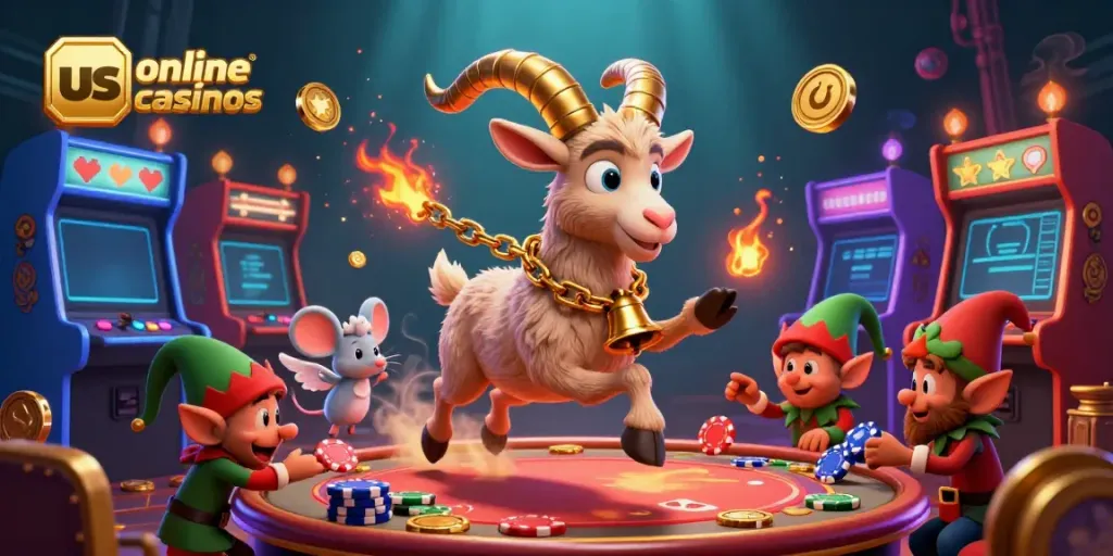 Experience thrilling us online casinos with characters in a vibrant animated casino scene.