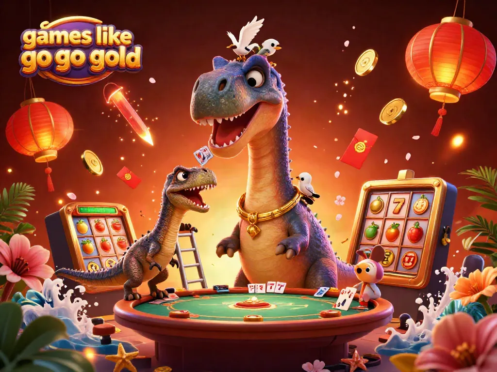 Play exciting games like go go gold with dynamic slot elements in a vibrant casino scene.
