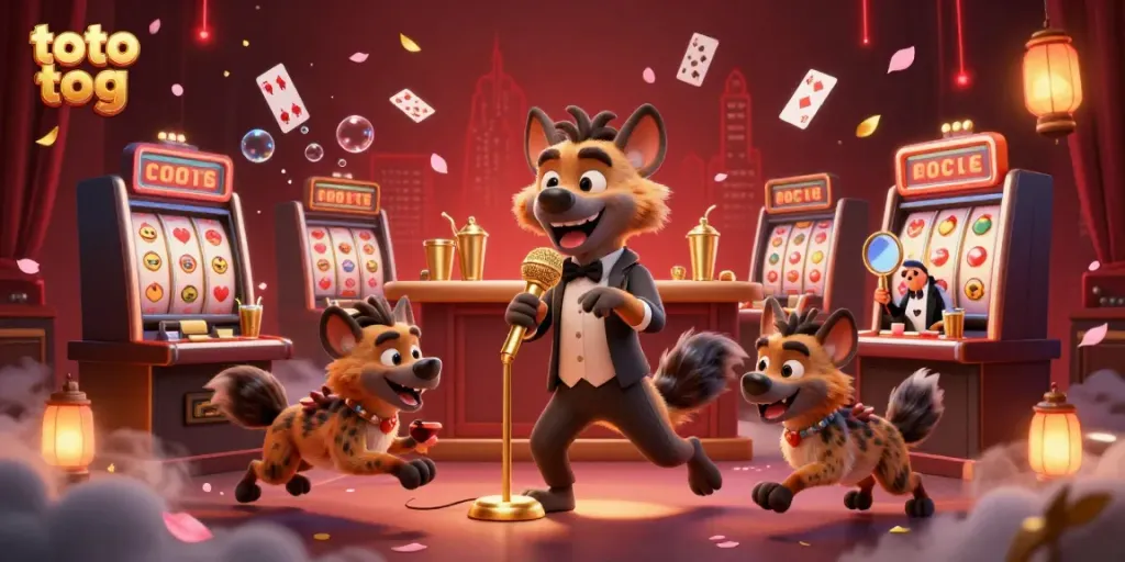 Celebrate winning moments at the casino with toto tog's vibrant comedy club, featuring hyenas and exciting gaming action.