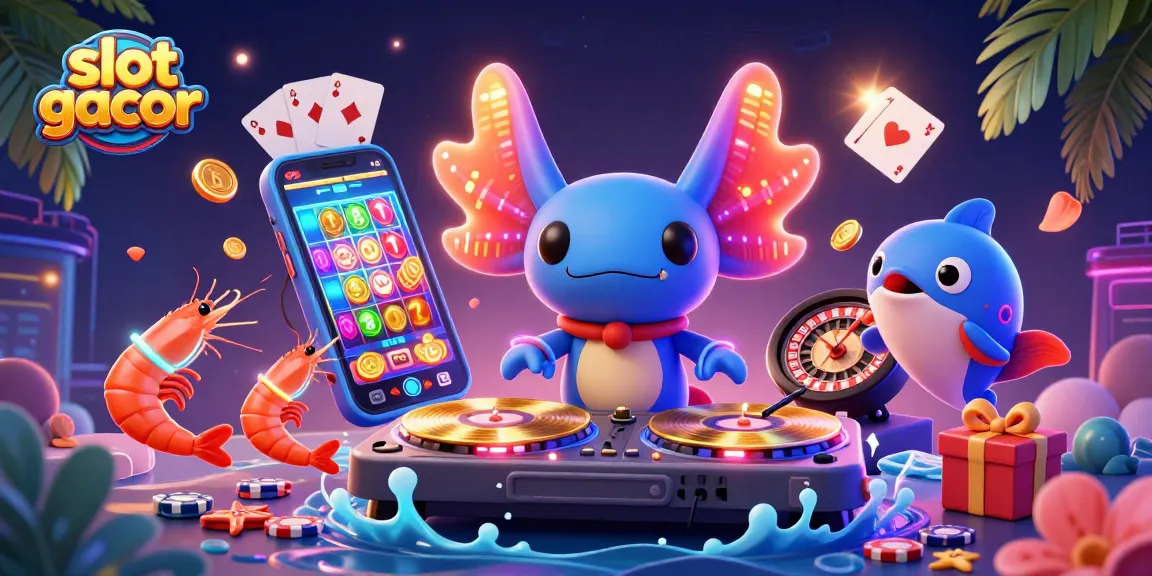 Raih kemenangan dengan slot gacor yang menampilkan DJ axolotl 3D berwarna neon dan elemen kasino yang mengesankan.
