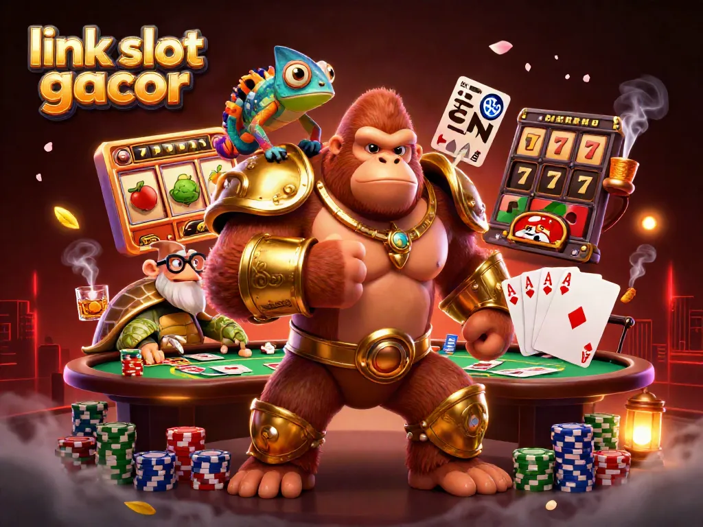 Menang di slot gacor dengan karakter menarik dalam suasana kasino yang megah.