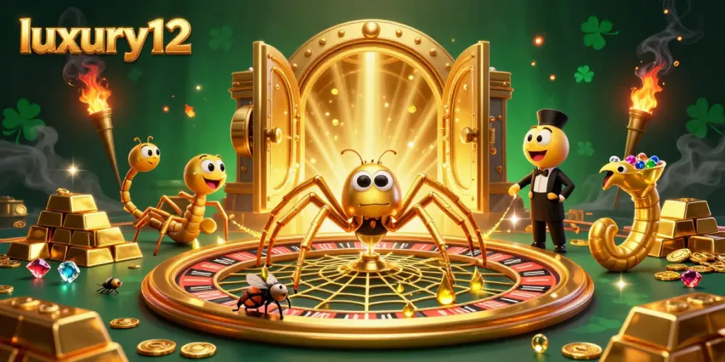 Engage with luxury12 at a vibrant casino scene featuring gold and gems in a dynamic roulette wheel setting.