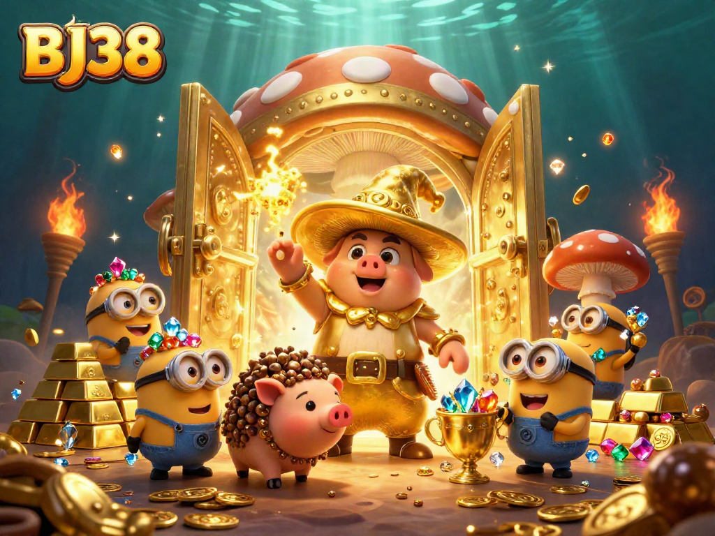 BJ38 captivates dealers with an engaging casino treasure scene featuring golden riches and magical characters.