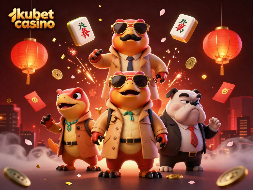 Engage with kubet casino's vibrant atmosphere featuring raptors in disguise and traditional elements.