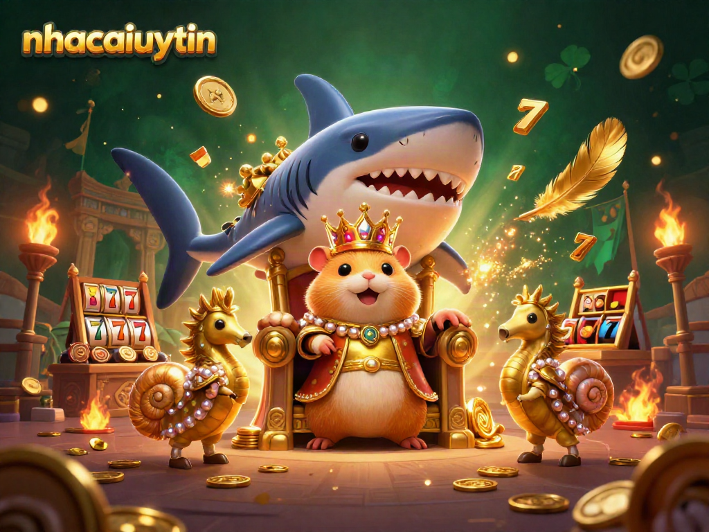 Enjoy thrilling gameplay with nhacaiuytin featuring a golden hamster king amidst casino elements.