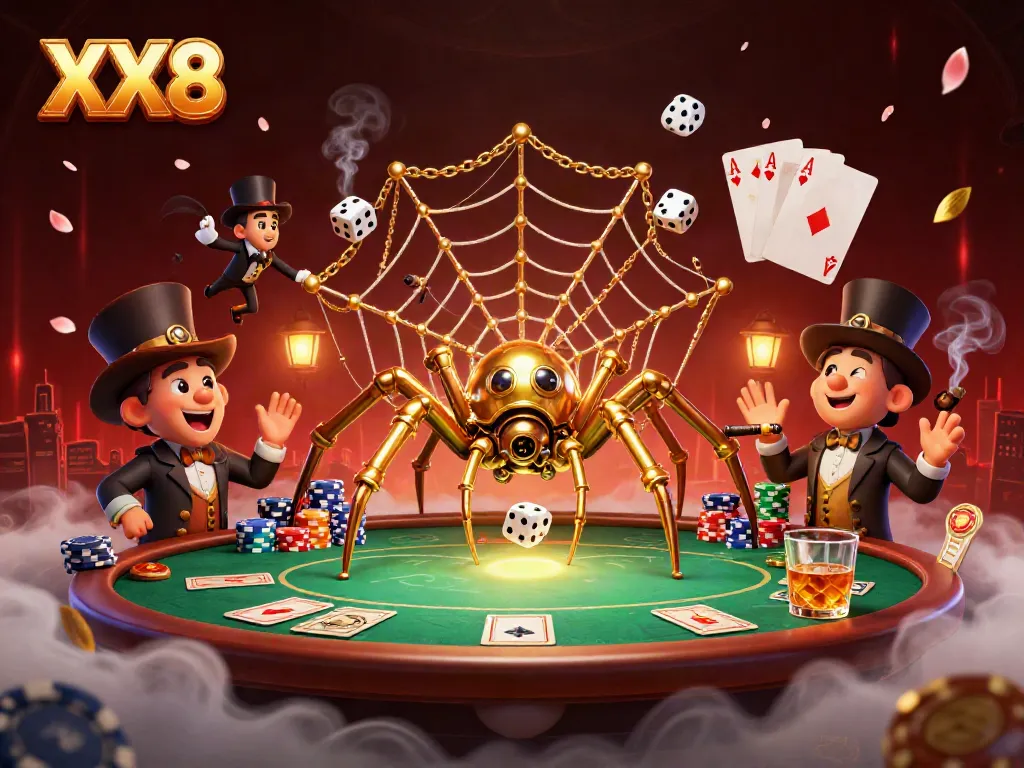 Experience the excitement of XX8 with steampunk elements, poker chips, and dynamic gaming action.