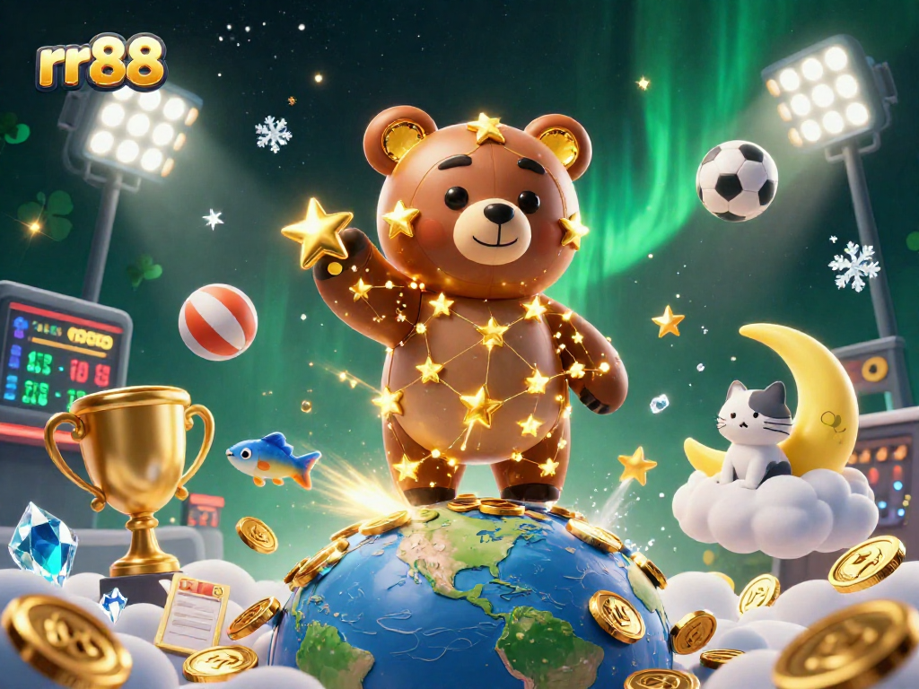 Engage in thrilling sports betting adventures with rr88's vibrant casino illustration.