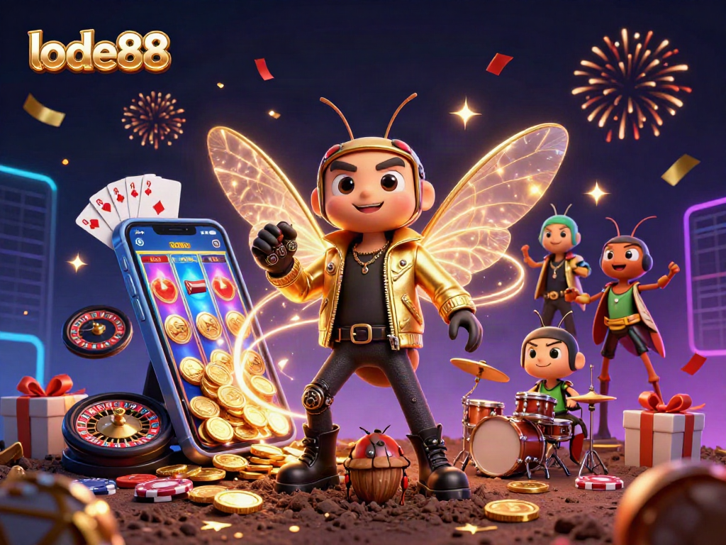 Experience lively entertainment with the lode88 rock star and vibrant casino elements.