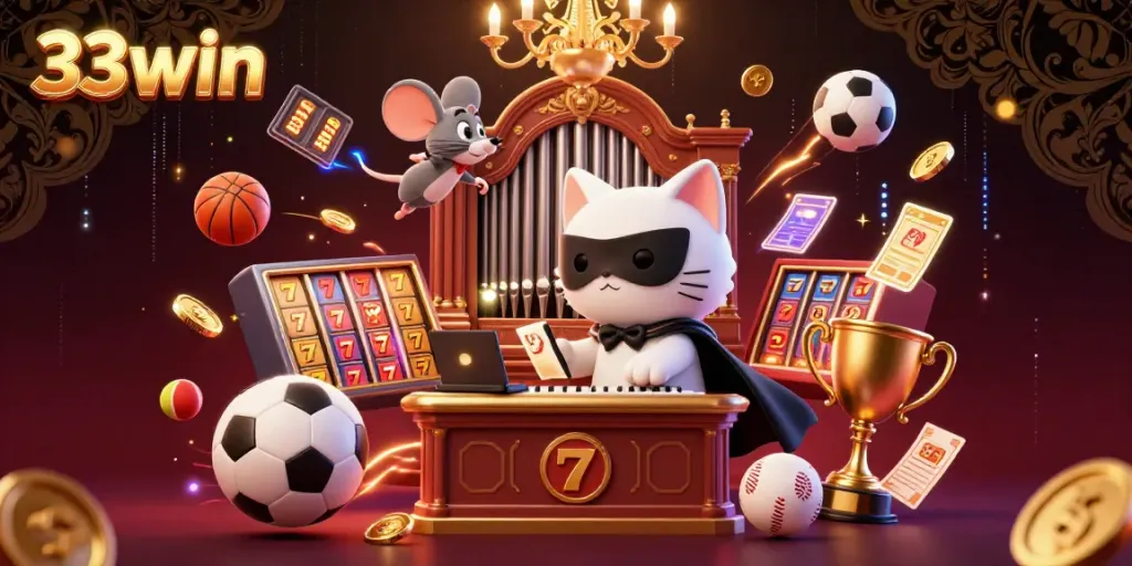 Experience exciting gameplay at 33win with a vibrant casino scene featuring unique characters and game elements.