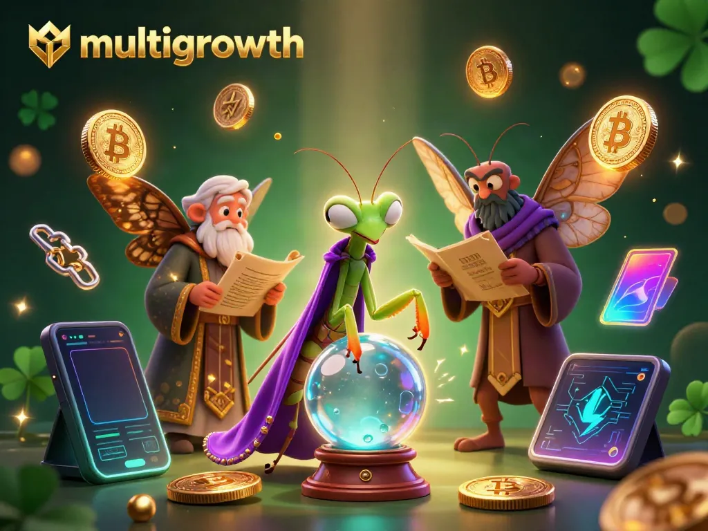 Engage in thrilling gambling with multigrowth, featuring mystical characters and crypto elements.